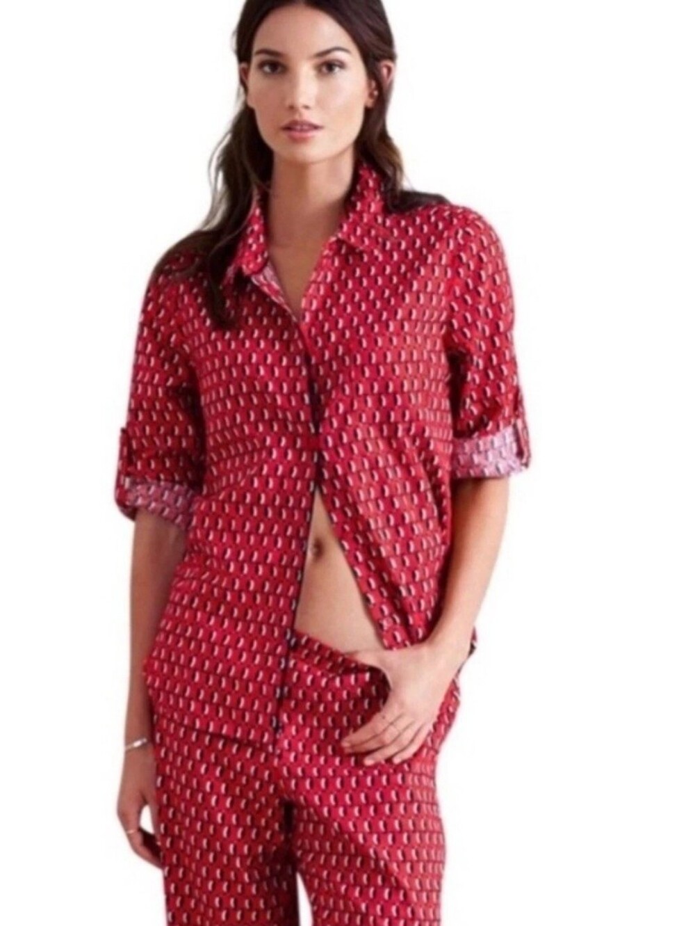 Victoria's Secret Penguin Print Flannel Pajama Set Top Pants Sleep Mask Women M
